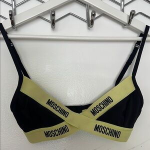 Moschino Black and Neon logo 2 piece bikini set